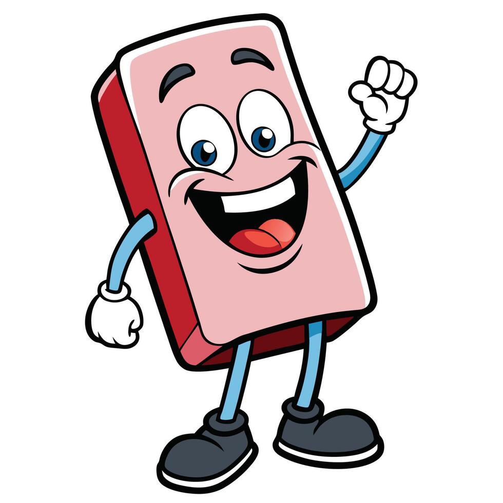 a cartoon character of a pink bar of soap white background vector