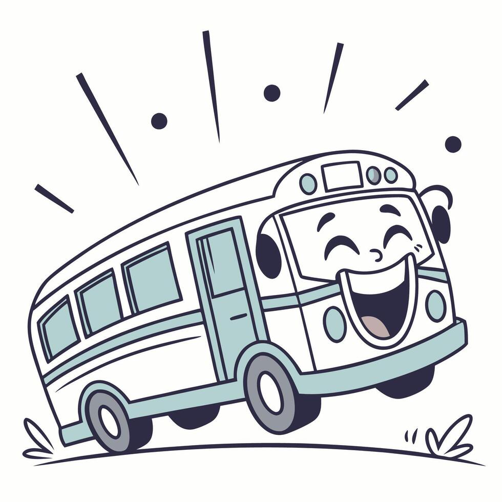 a cartoon bus with a happy face a white background vector