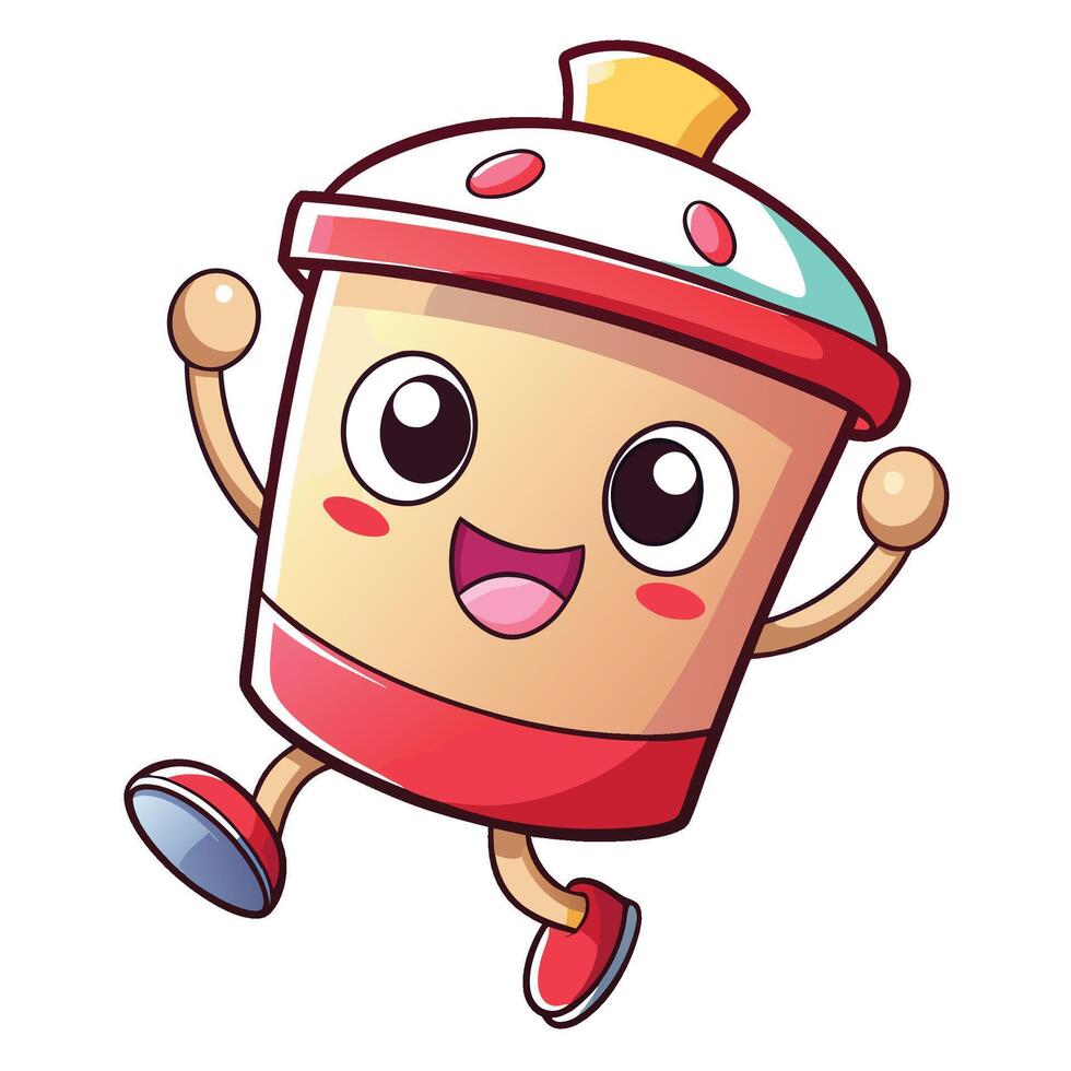 character running with a cup vector