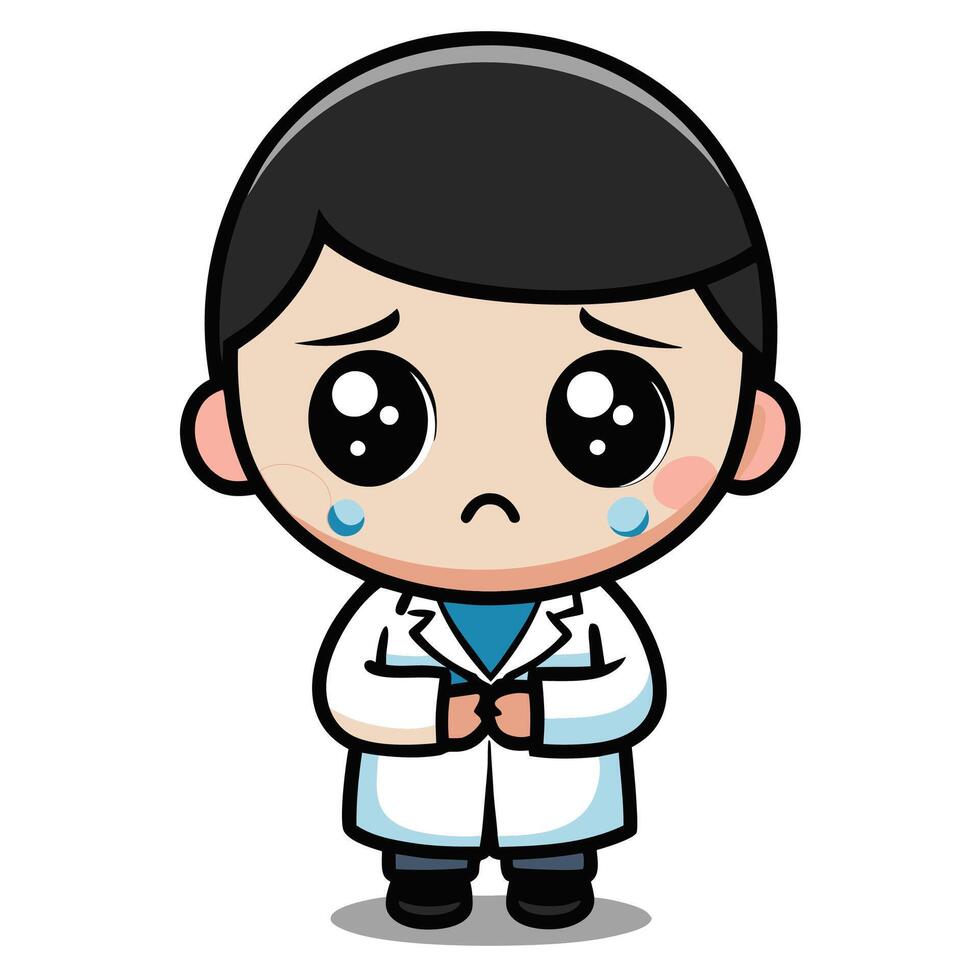 doctor crying with his hands folded vector