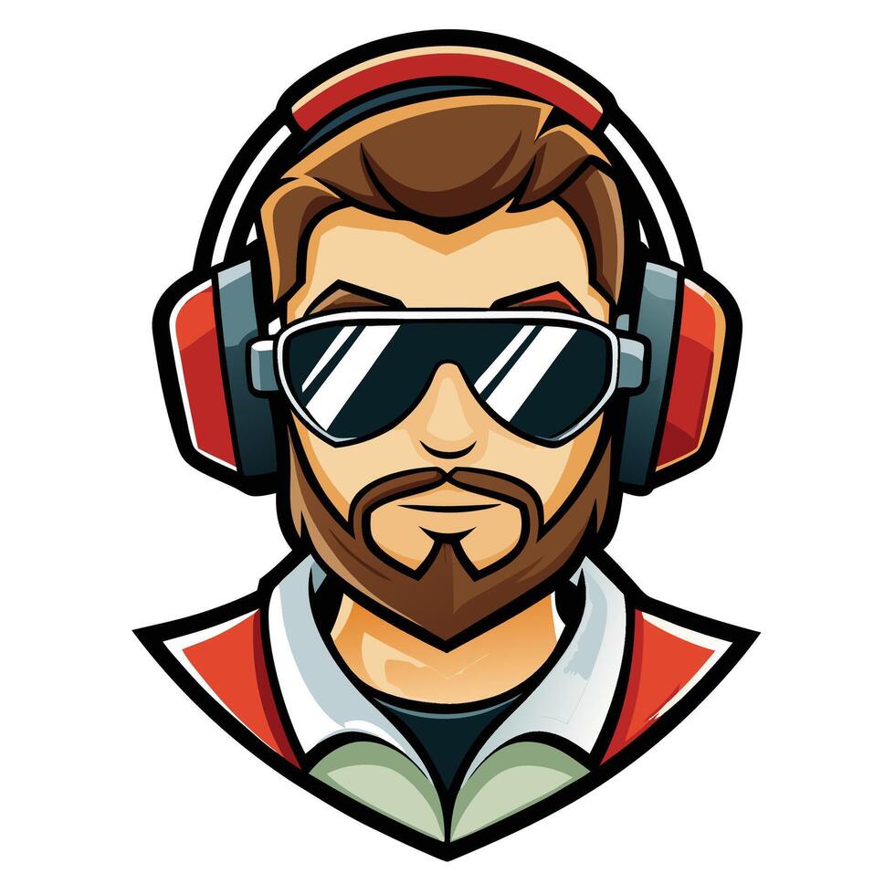 a man with headphones sunglasses vector
