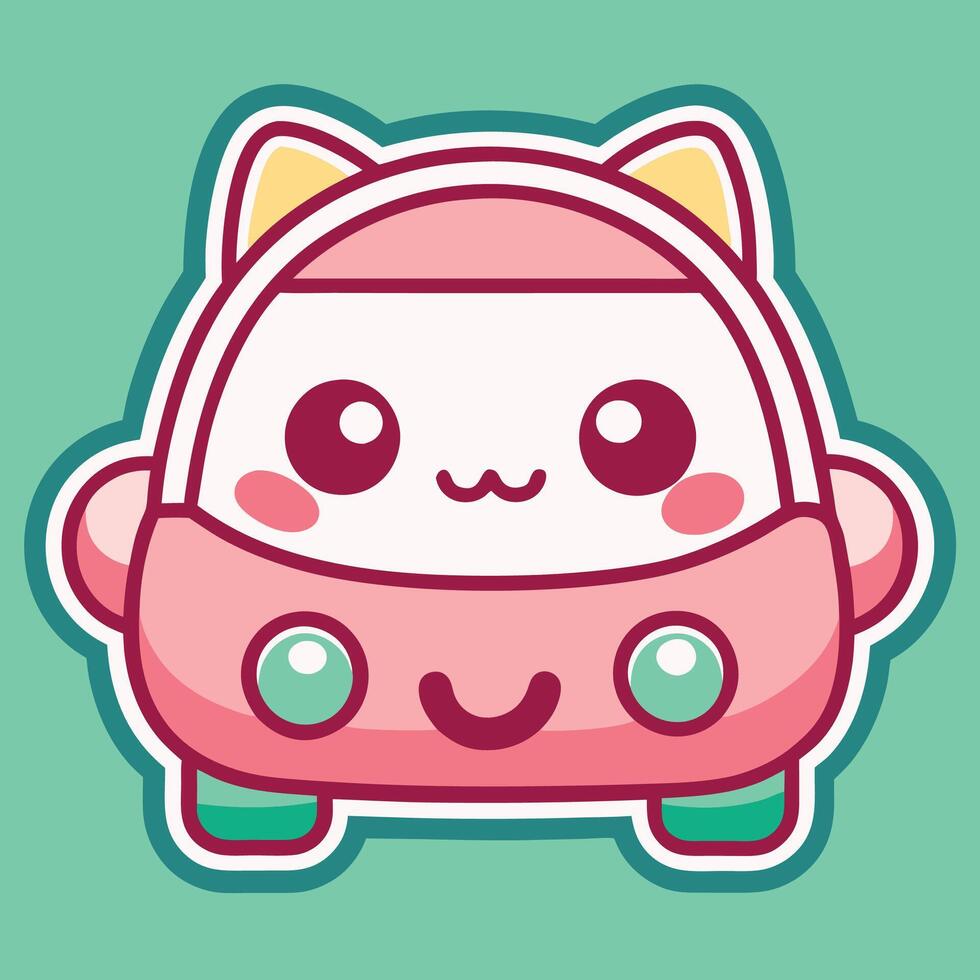 a cute pink car with a cat face on it vector