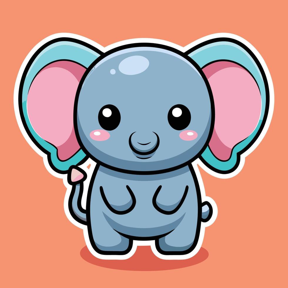 an elephant with pink ears and pink eyes vector
