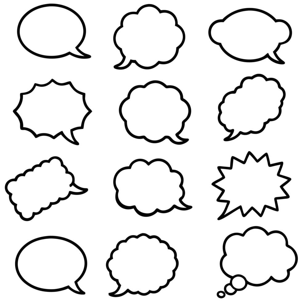 speech bubbles set of black and white speech bubbles illustration vector