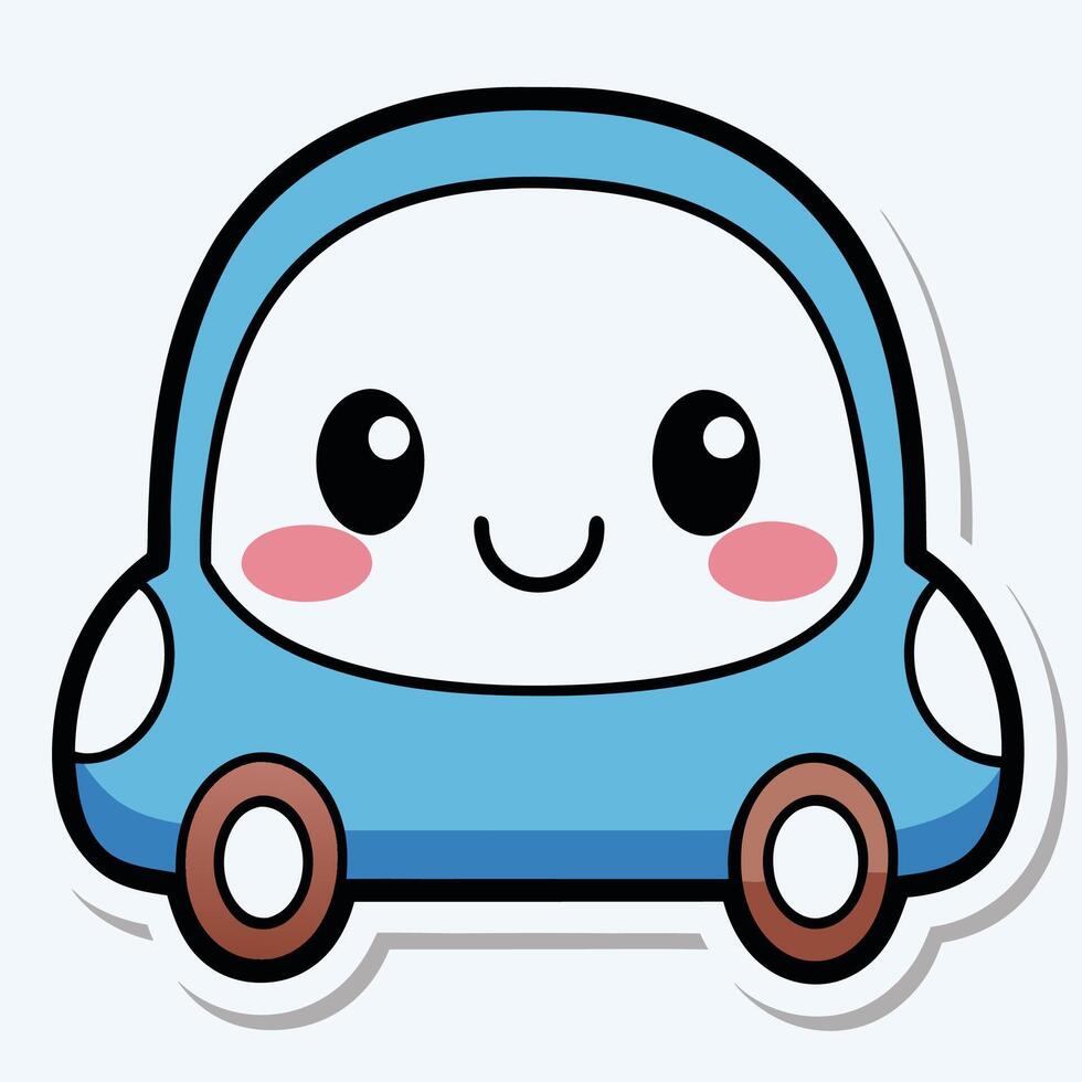 a sticker of a cute car with white background vector