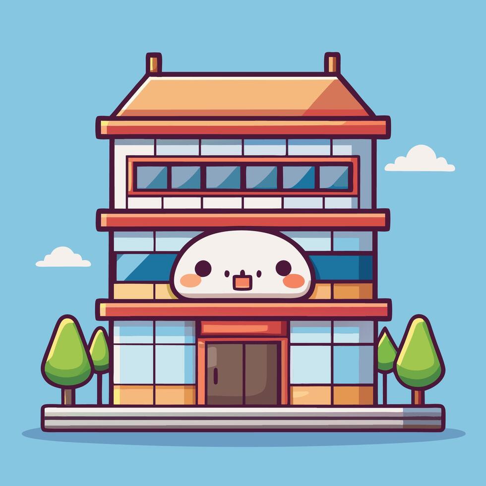a cartoon building with a white background vector