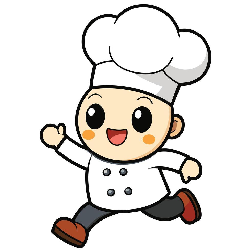 chef running with his hands up white background vector