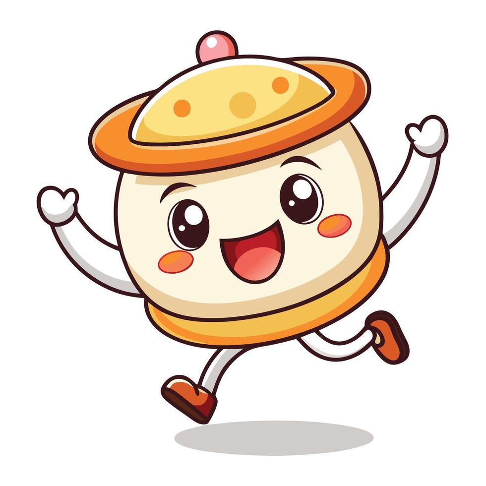 a cartoon character running with a pot of rice vector