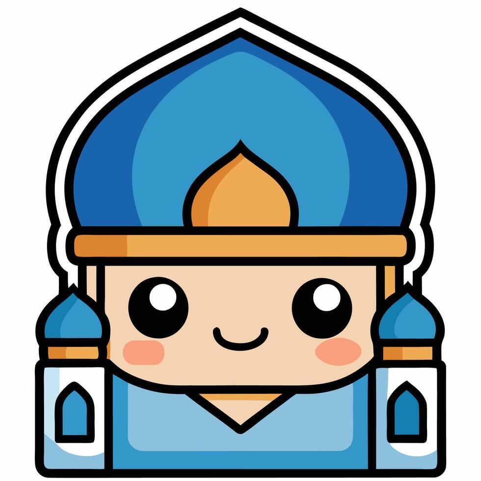 a cartoon character with a blue hat and blue eyes vector