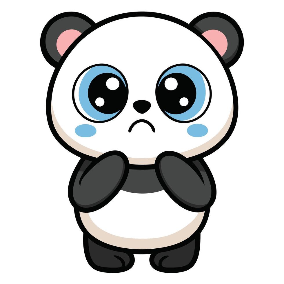 panda bear with blue eyes and a sad expression vector