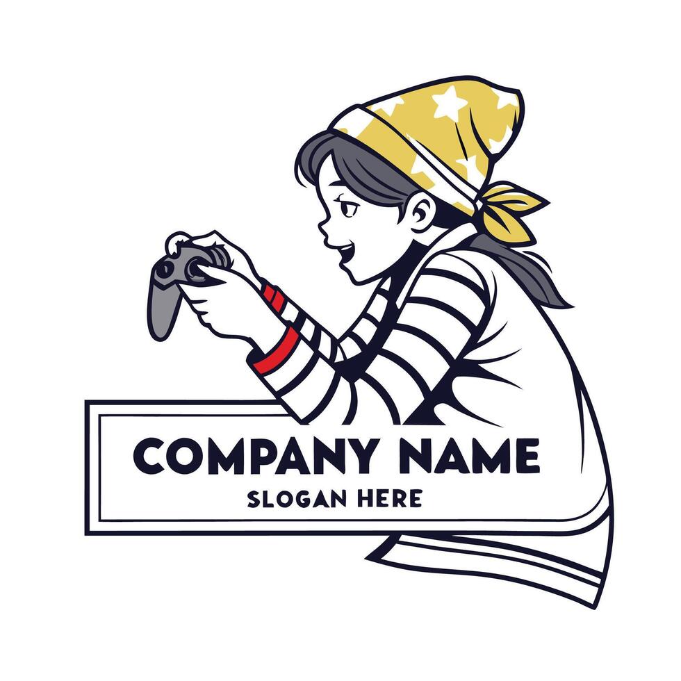 a girl games logo design vector