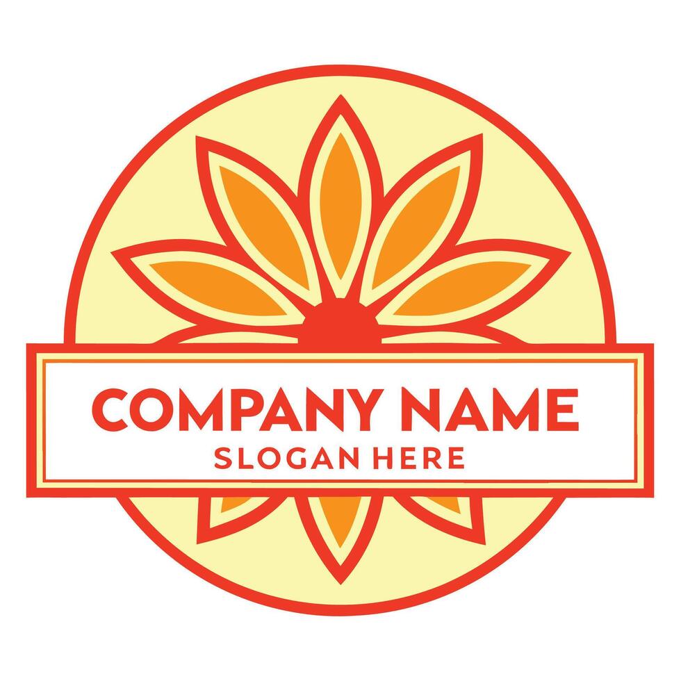 a flower logo with a circle around it vector