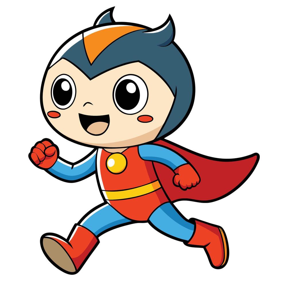 superhero cartoon running white background vector