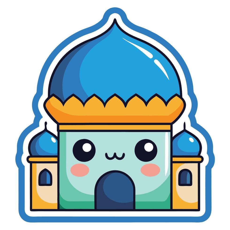 a cartoon blue mosque with vector