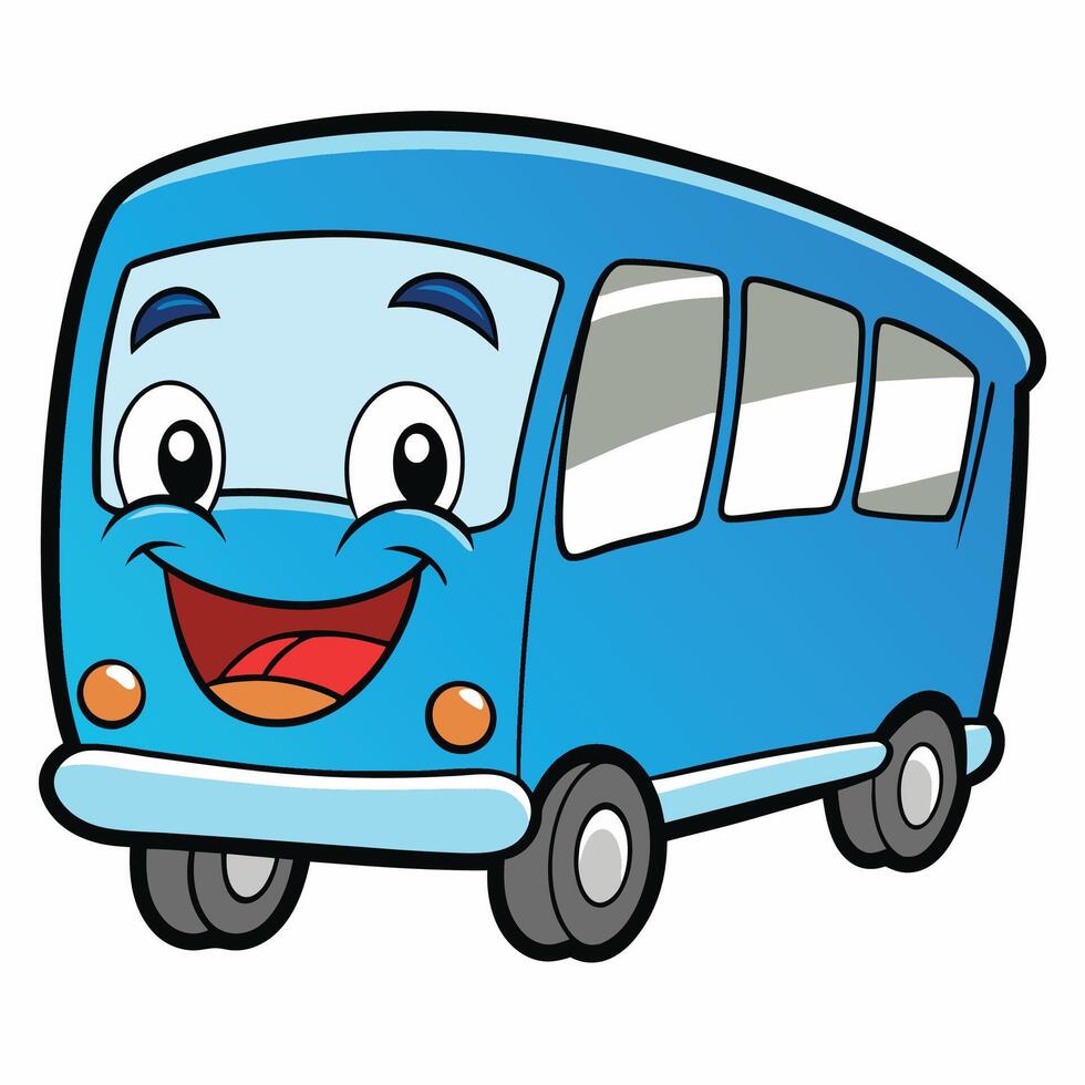 cartoon bus with smiling white background vector