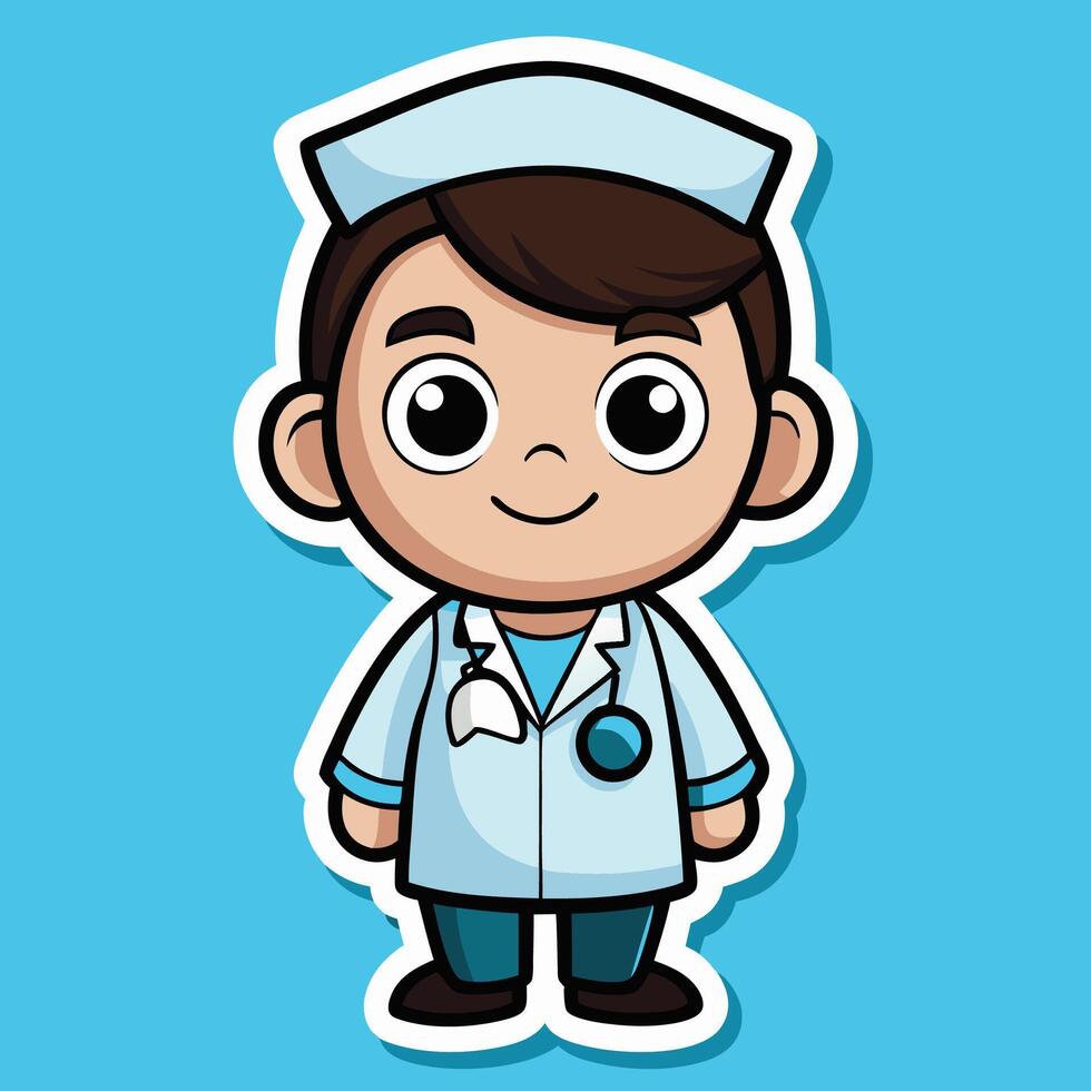 cartoon doctor with on a blue background vector