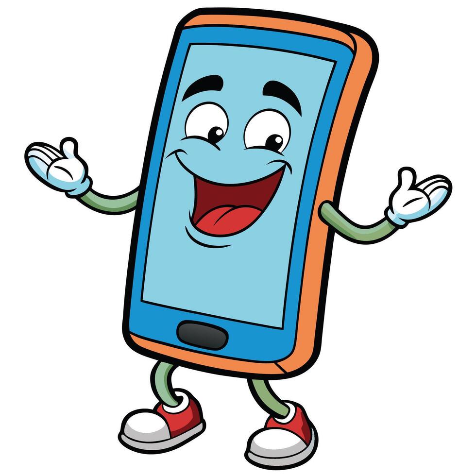 mobile phone character illustration vector
