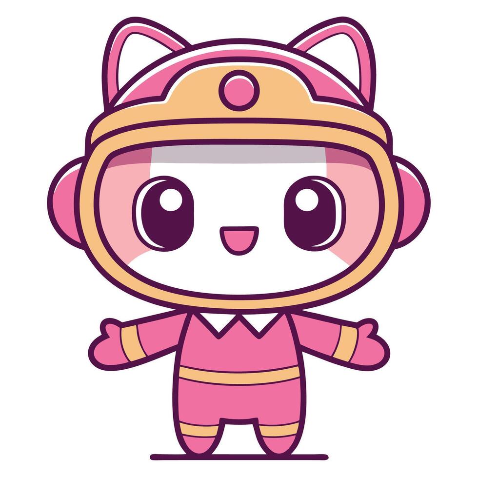 a cartoon cat in a pink astronaut suit vector