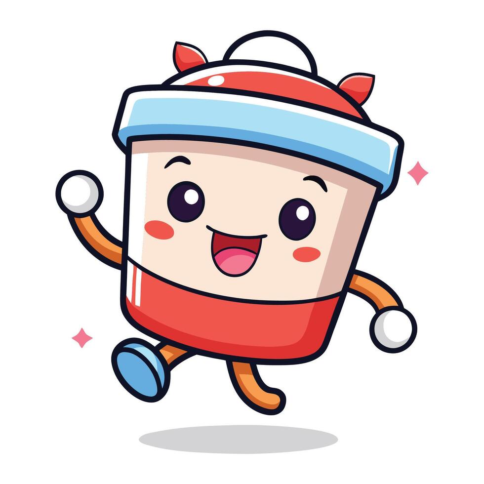 a cartoon character running with a cup vector