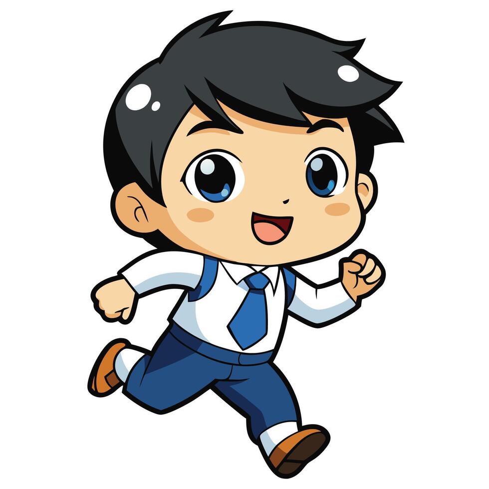 boy running with a tie on white background vector