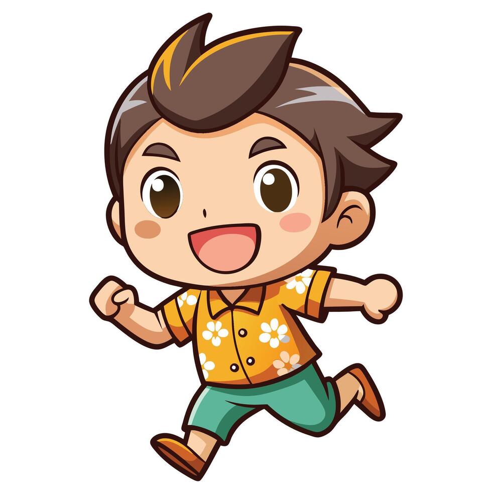 a cartoon boy running white background vector