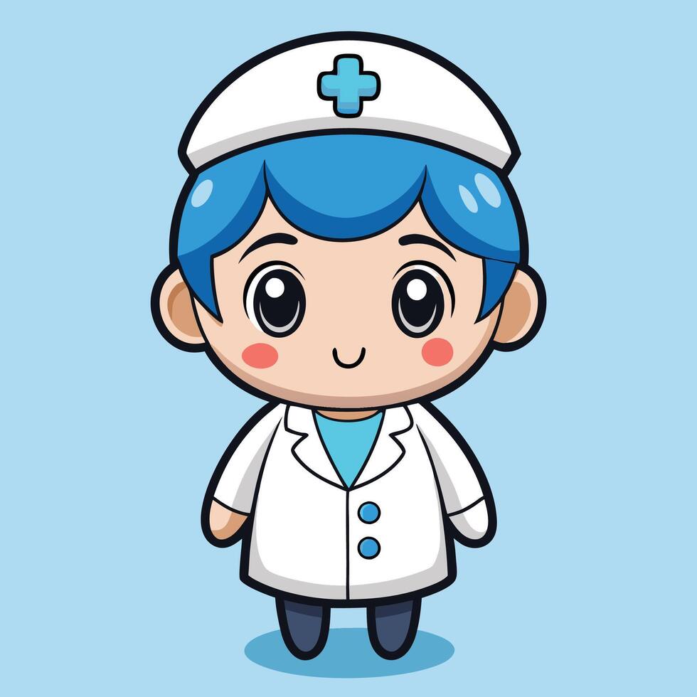 a cartoon doctor in a white coat white background vector