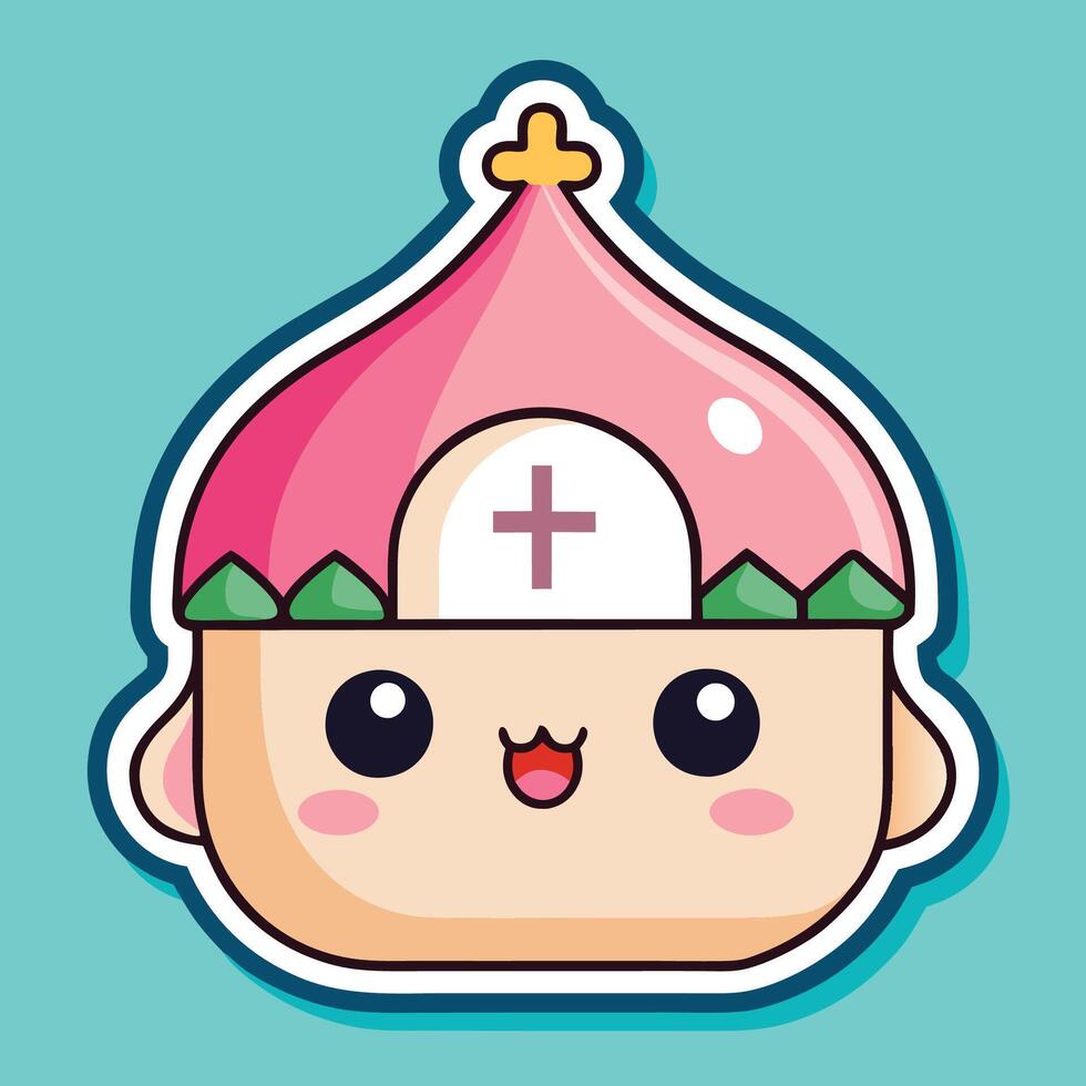 a cute cartoon character with a cross on its head vector