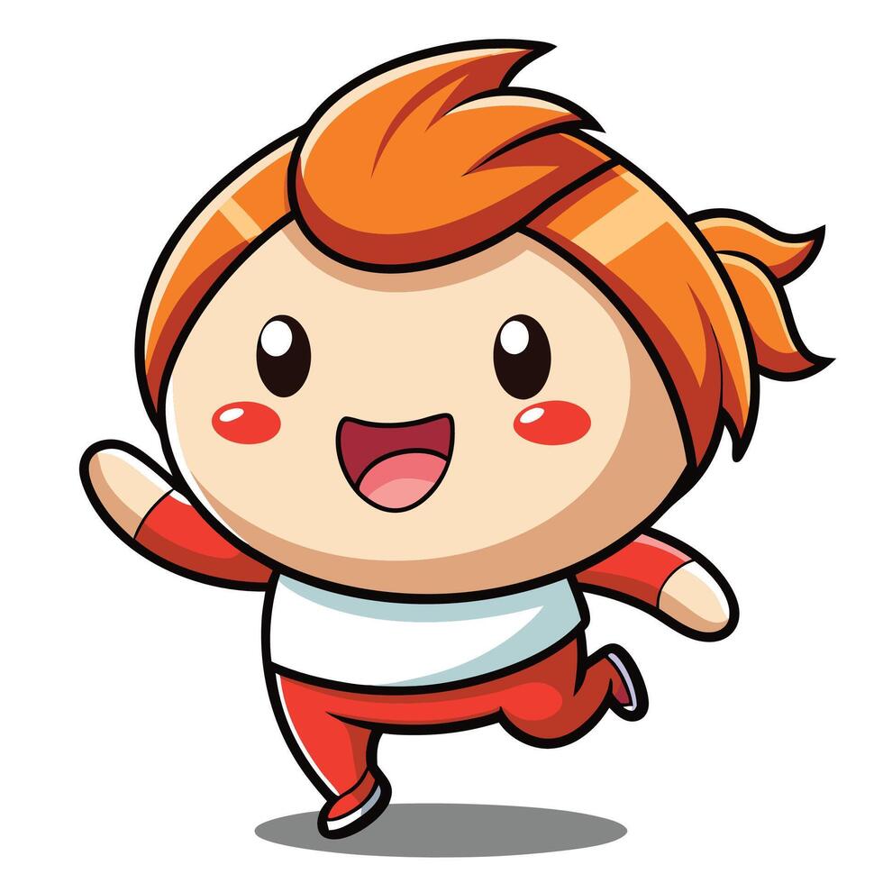 a cartoon girl running with her hands up vector