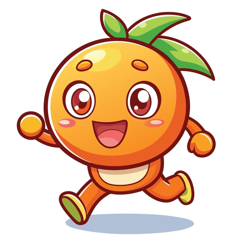 an orange character running with a smile white background vector