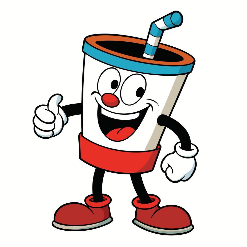 a cartoon drink with a straw and a smile vector
