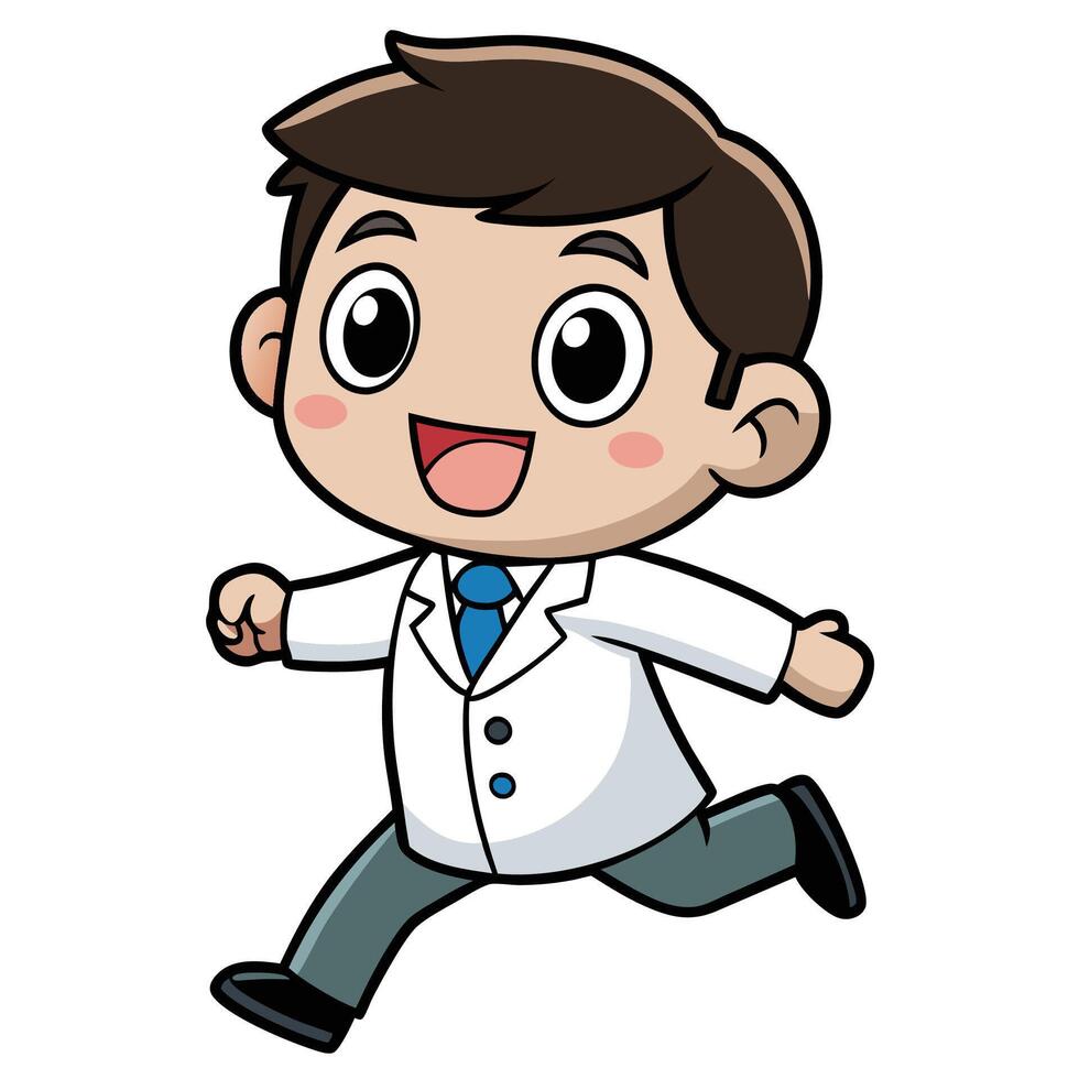 a cartoon doctor running with a smile vector