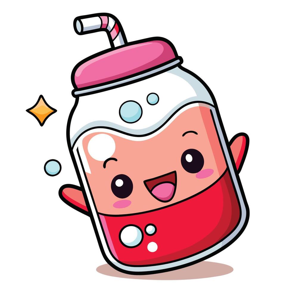 a cartoon drink in a jar with a straw vector