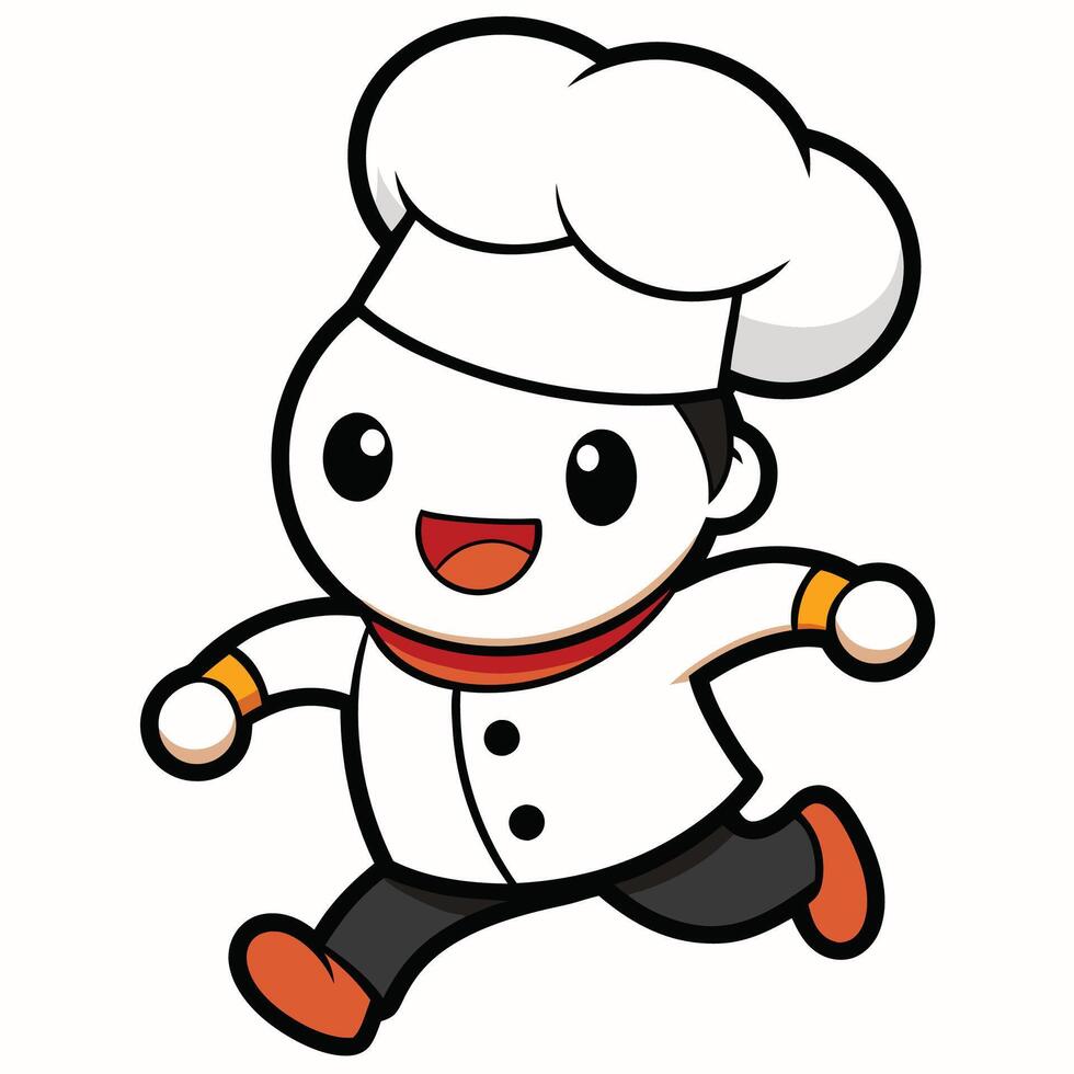 chef running with his hands white background vector