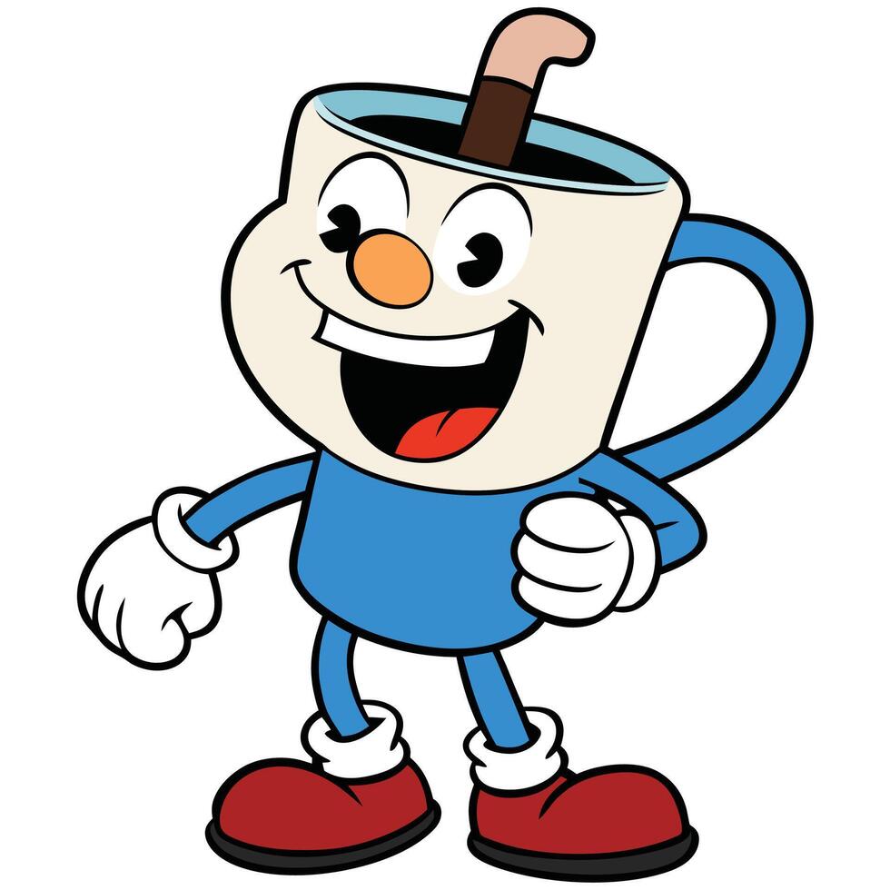 cartoon coffee cup character illustration vector