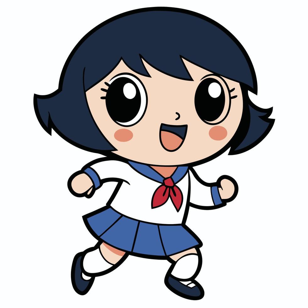 a cartoon girl in a school uniform white background vector