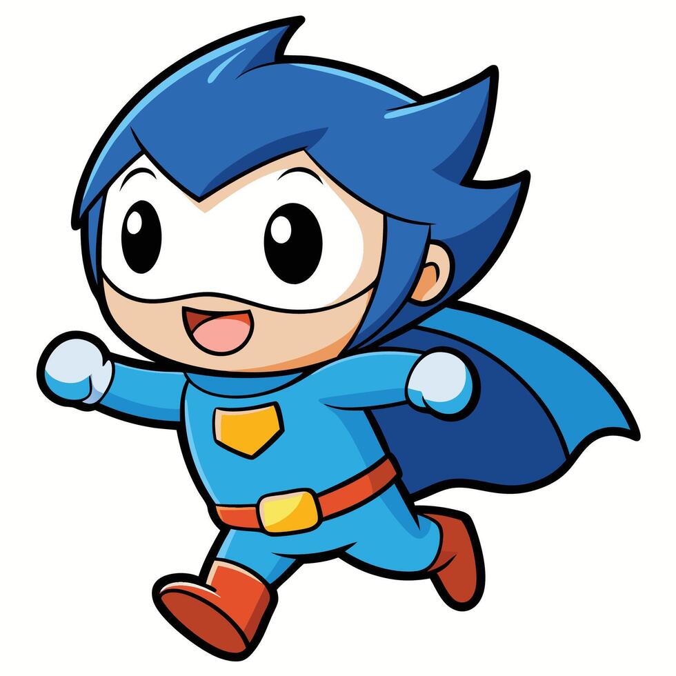 a cartoon character running with a blue cape vector