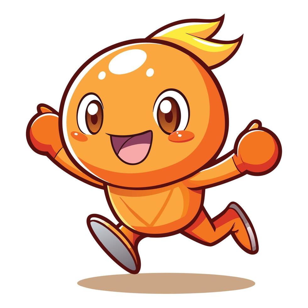 a cartoon orange character running and smiling vector