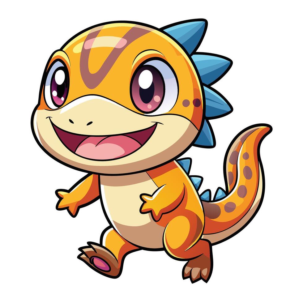a cartoon dinosaur with big eyes and a smile vector