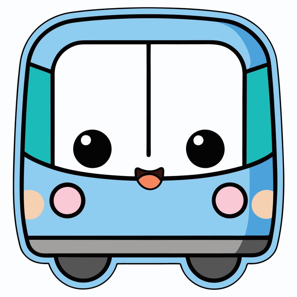 blue bus with eyes and a smile white background vector