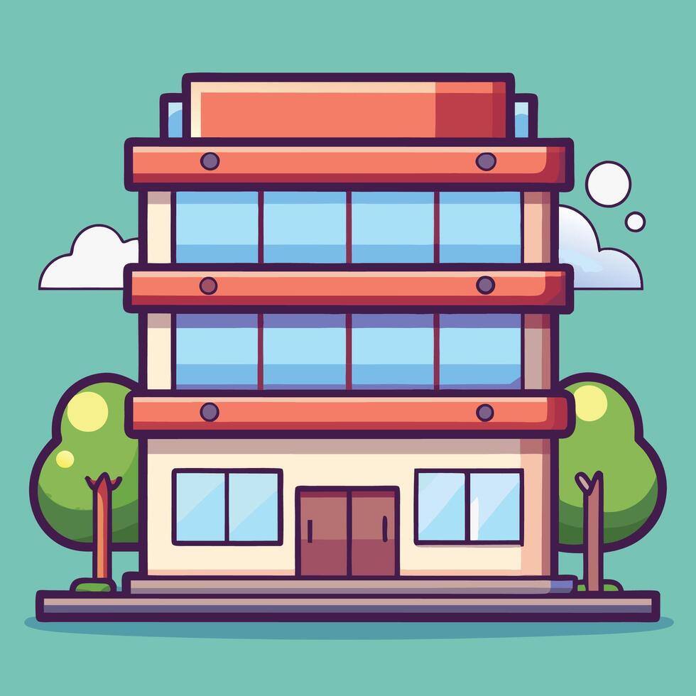 an illustration of a building with vector
