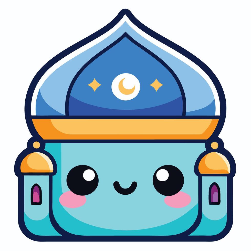 a cartoon character with a blue hat and a crescent moon vector