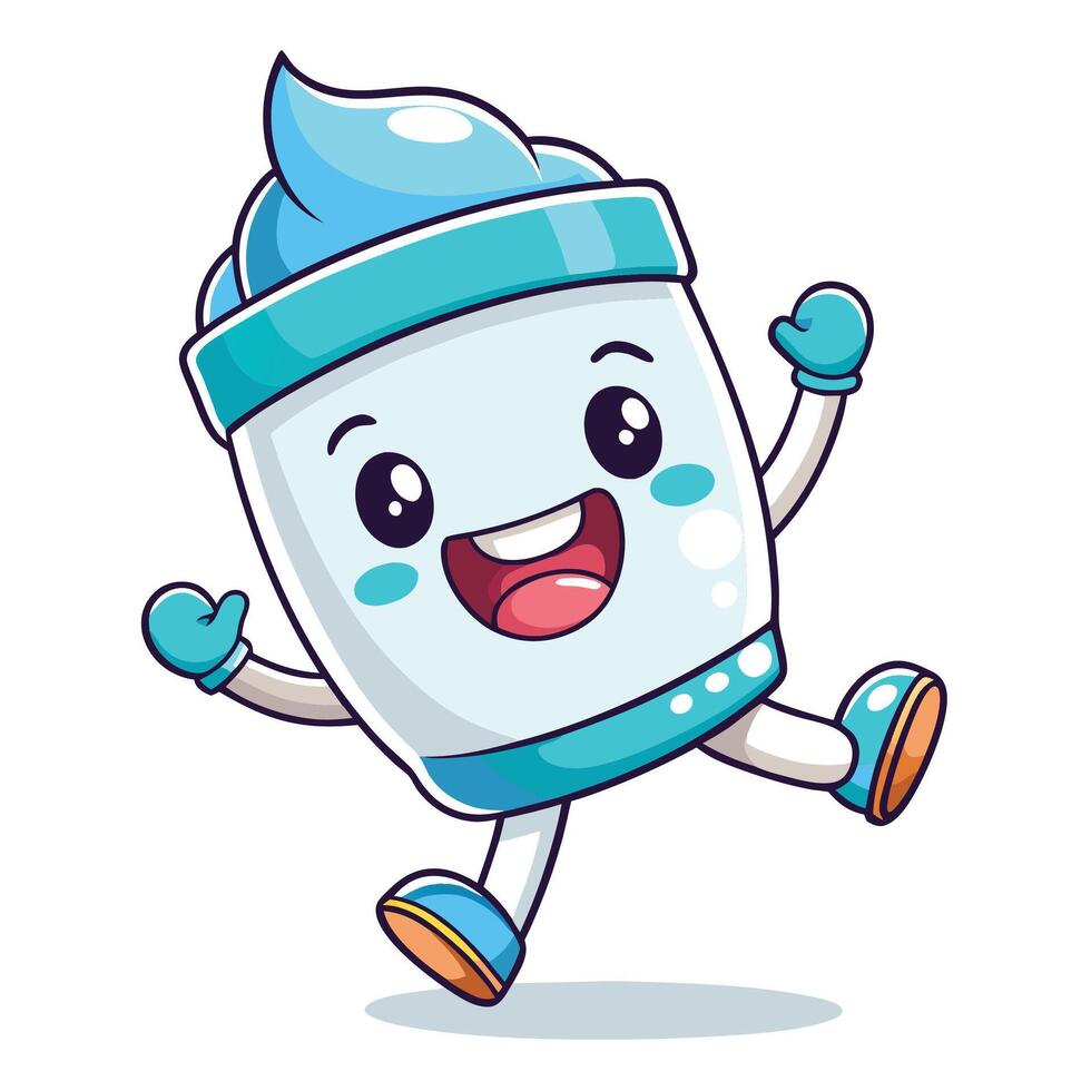 a cartoon character of a blue liquid with arms and legs vector