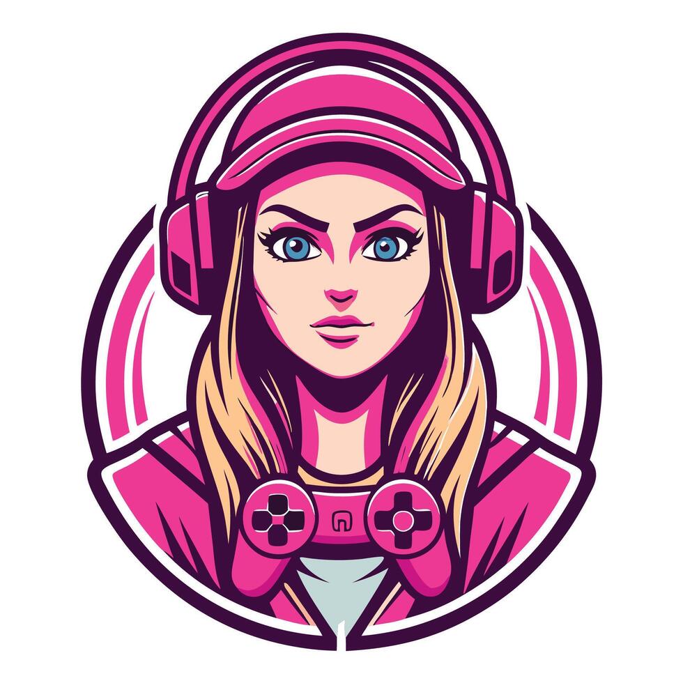 a girl wearing headphones white background vector