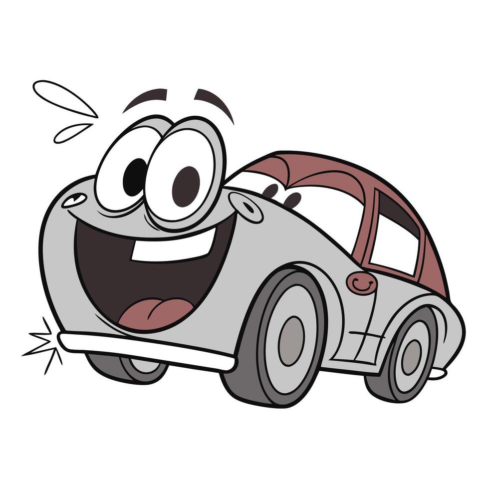 cartoon car with a happy face and a big smile vector