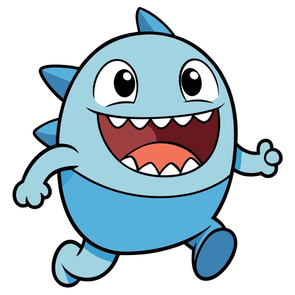 blue monster running with its mouth open vector