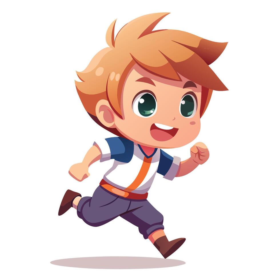 boy running, illustration white background vector