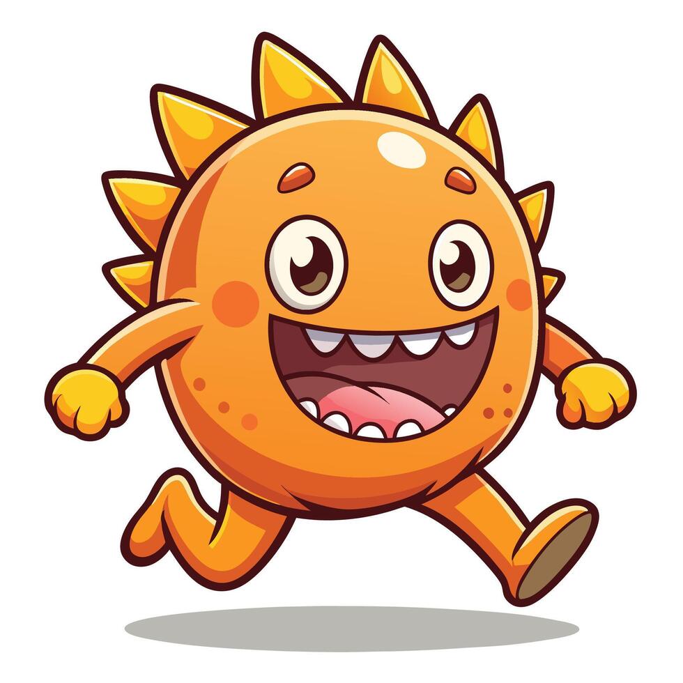 cartoon sun running with big smile vector