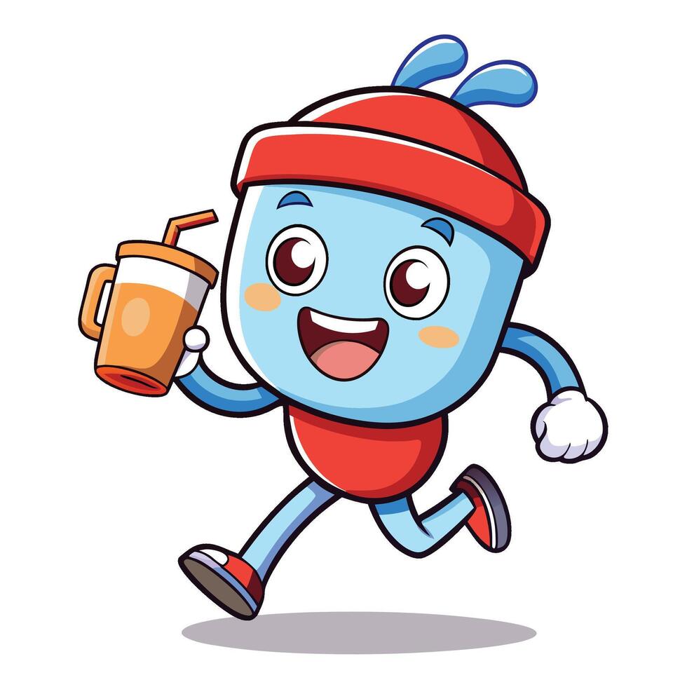 character running with a cup of coffee vector