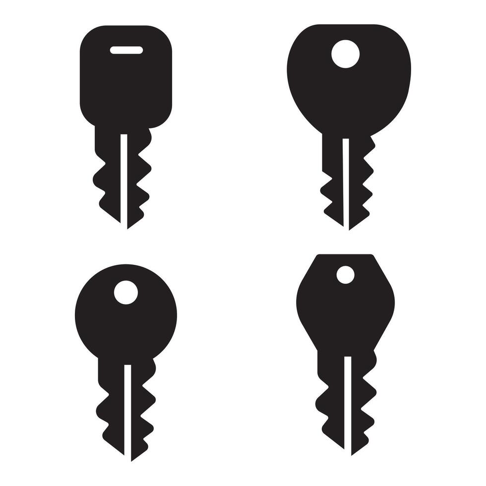 Different Modern house key icon set on white background vector