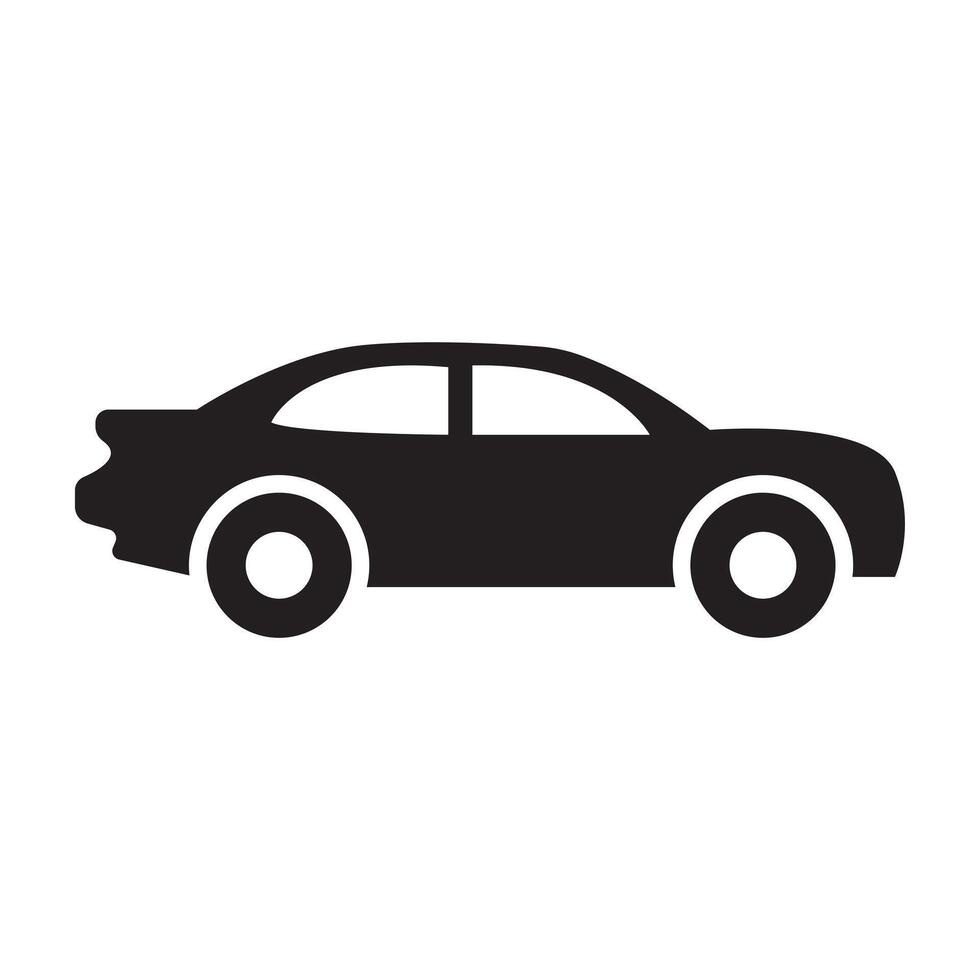 Car icon side view pointing to right silhouette clip art illustration on white background vector